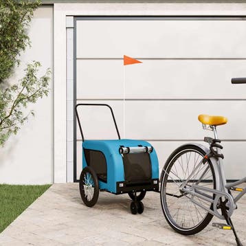 vidaXL Hondenfietstrailer oxford stof en ijzer blauw en, Verzenden, Nieuw