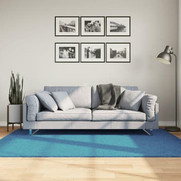 vidaXL Vloerkleed OVIEDO laagpolig 140x200 cm turquoise, Verzenden