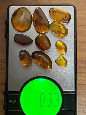 Insecte - Ambre - Burmit 10 Stück 8.33 Gr Burmit Bernstein, Verzamelen
