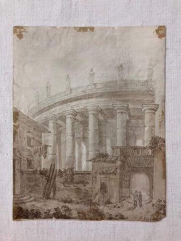 Scuola francese (XIX), firmato H. Robert - Veduta del, Antiquités & Art