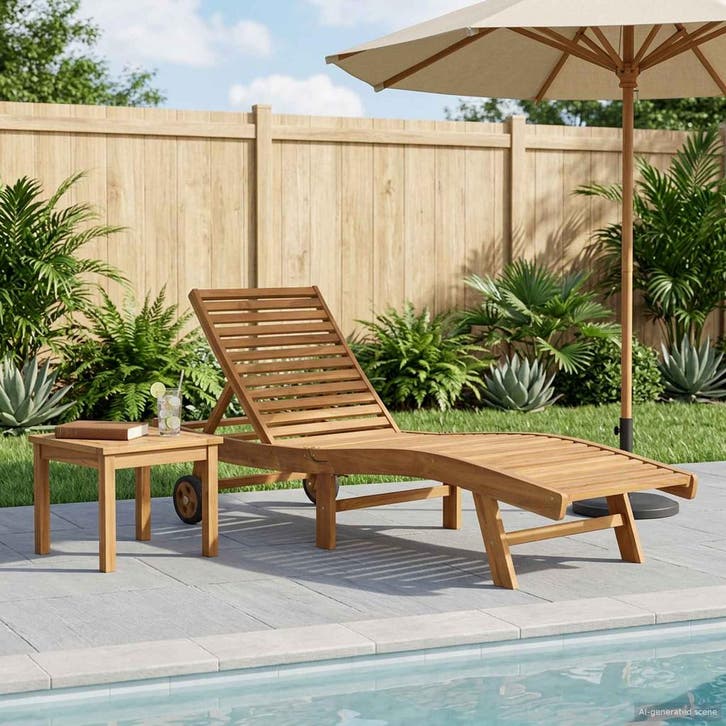 vidaXL Ligstoel Bruin Massief Teakhout, Tuin en Terras, Ligbedden, Nieuw, Verzenden