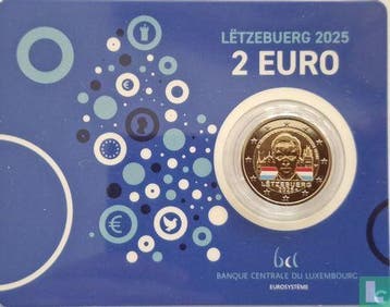 Luxemburg 2 euro 2025 (coincard - gekleurd) 25 jaar groo..., Postzegels en Munten, Munten | Europa | Euromunten, Verzenden, Luxemburg