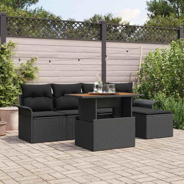 vidaXL Tuinbank Set 6 st Zwart, Verzenden, Nieuw