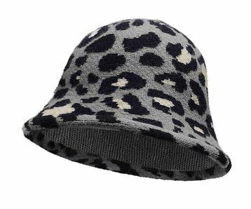 Bucket Hat Hoedje – Panterprint - Soft – One Size – Grijs, Nieuw