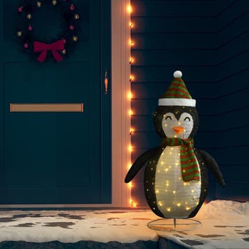 vidaXL Kerstpinguïn decoratief LED 120 cm luxe stof, Verzenden