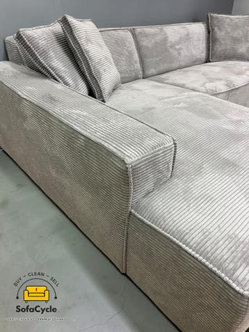 OVERSTOCK Belfast hoekzetel – modern, strak en ribstof toppe, Verzenden