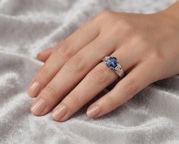 Zonder minimumprijs - Ring Zilver - 1.12ct. tw. Saffier -, Nieuw