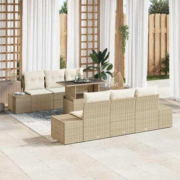 vidaXL Tuinbank Set 7 st Beige en Crème, Tuin en Terras, Verzenden, Nieuw