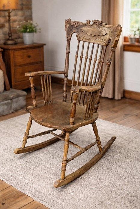 Schommelstoel - Hout - Schommelstoel - H : 98 cm, Antiek en Kunst, Antiek | Overige Antiek