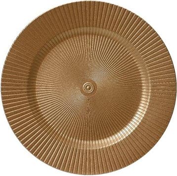 Onderbord Rond Goud Geribbeld 33 cm, Nieuw