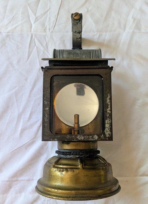 Dehail & Grenier - Petroleumlamp - Verguld messing -, Antiquités & Art, Curiosités & Brocante
