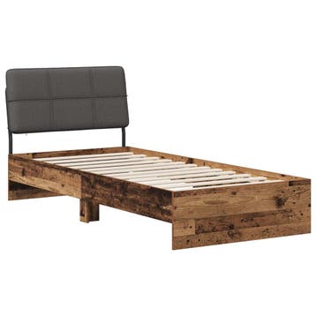 vidaXL Eenpersoonsbed met hoofdbord Oud hout en donkergrijs, Verzenden