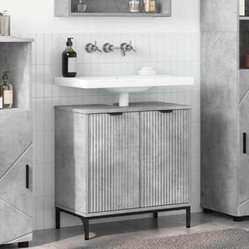 vidaXL Wastafel kabinet voor de badkamer met opslag Beton, Verzenden, Nieuw