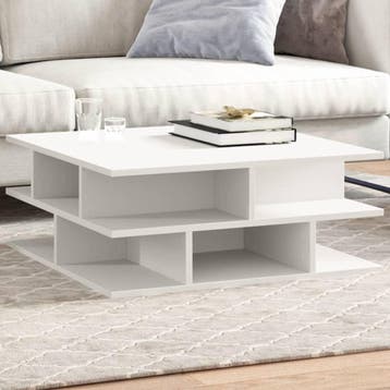 vidaXL Salontafel 70x70x29 cm bewerkt hout wit, Verzenden, Nieuw