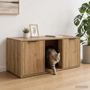 vidaXL Kattenkrat Meubel Artisanaal eiken 100 x 49 x 45 cm, Dieren en Toebehoren, Verzenden, Nieuw