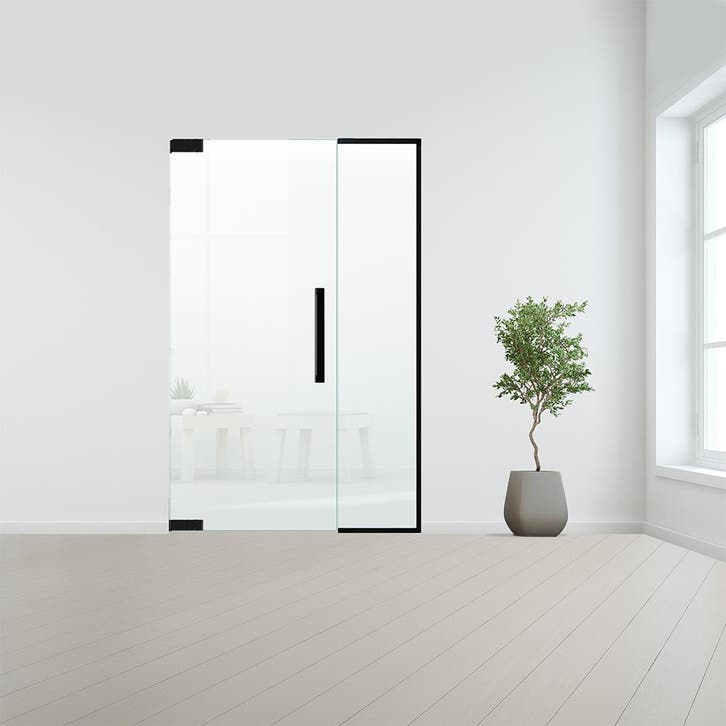 Glazen binnendeur met zijlicht zonder kozijn zwart beslag-Li, Doe-het-zelf en Bouw, Glas en Ramen, Nieuw, Verzenden