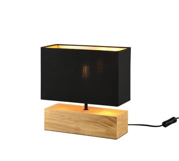 Trio WOODY tafellamp | E27 Fitting | natuurlijke afwerking m, Verzenden