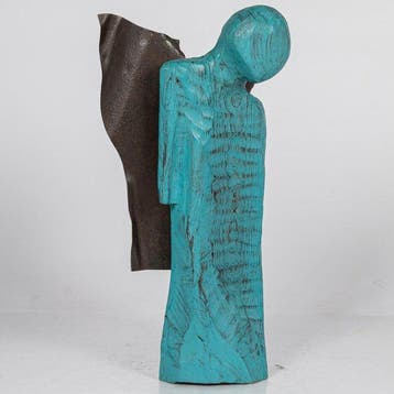 Karol Dusza (1972) - The guardian angel - 71cm wooden statue