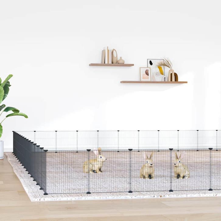 vidaXL Huisdierenkooi met deur 60 panelen 35x35 cm staal, Dieren en Toebehoren, Knaagdieren en Konijnen | Hokken en Kooien, Nieuw
