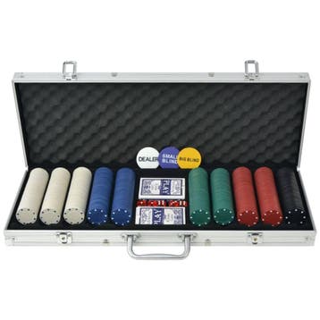vidaXL Pokerset met 500 chips aluminium, Verzenden