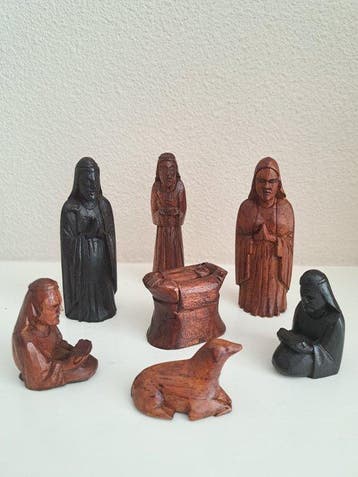 Kerststal - Hout - Zeven delige kerstgroep