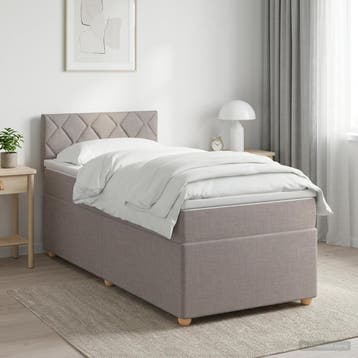 vidaXL Boxspringbed met matras met hoofdeinde Taupe 80 x 200, Verzenden