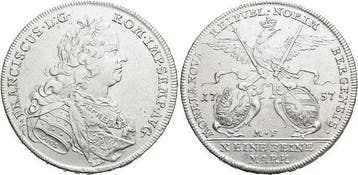 Konventionstaler, daalder 1757 Mf Nuernberg-stadt, Verzenden, België