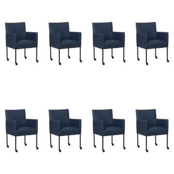 Set van 8 Leren eetkamerstoelen Desire - Toledo Kobalt, Ophalen of Verzenden