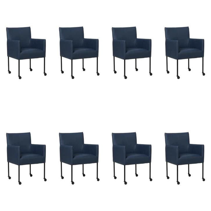 Set van 8 Leren eetkamerstoelen Desire - Toledo Kobalt, Maison & Meubles, Chaises, Enlèvement ou Envoi