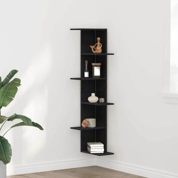 vidaXL Muur Hoekplank met plank Zwart Eiken 36.5 x 36.5 x, Huis en Inrichting, Verzenden, Nieuw