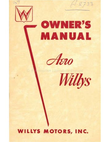 1954 WILLYS AERO PASSENGER CARS INSTRUCTIEBOEKJE ENGELS, Ophalen of Verzenden