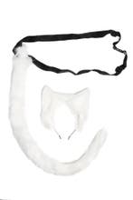 Haarband Furry Oren Staart Set Wit Kat Poes Vos Diadeem Dons, Ophalen of Verzenden