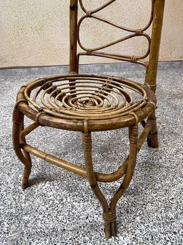 Chaise - Bambou, Rotin - Chaise haute en bambou et rotin,