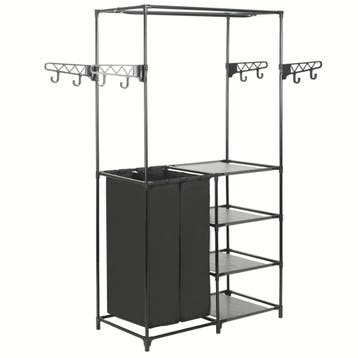 vidaXL Kledingrek 87x44x158 cm staal en ongeweven stof zwart, Verzenden, Nieuw