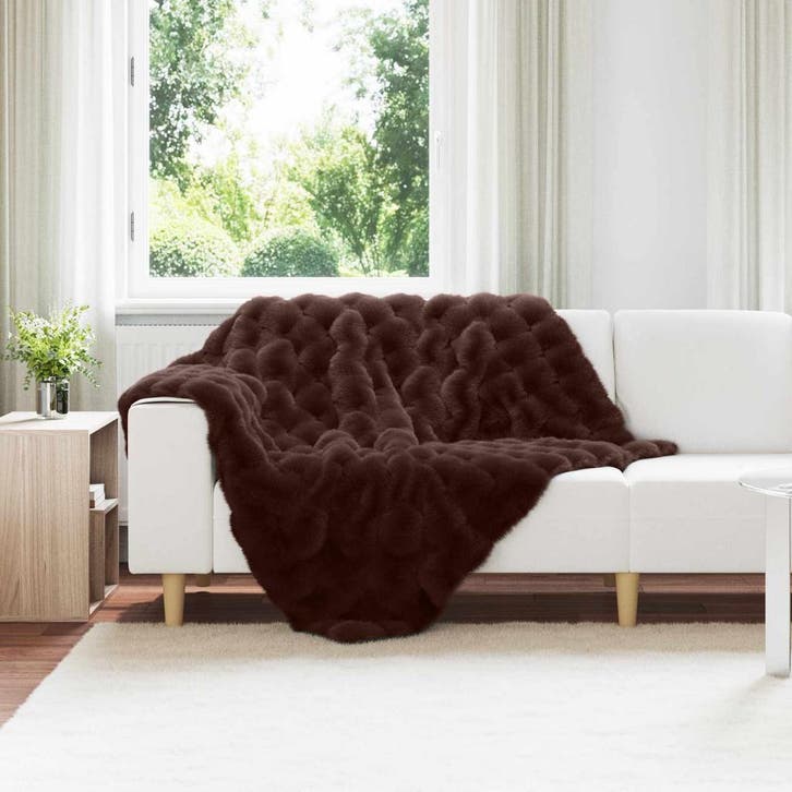 vidaXL Antislip deken van imitatie konijnenbont Olite Kameel, Huis en Inrichting, Slaapkamer | Bedden, Nieuw, Verzenden