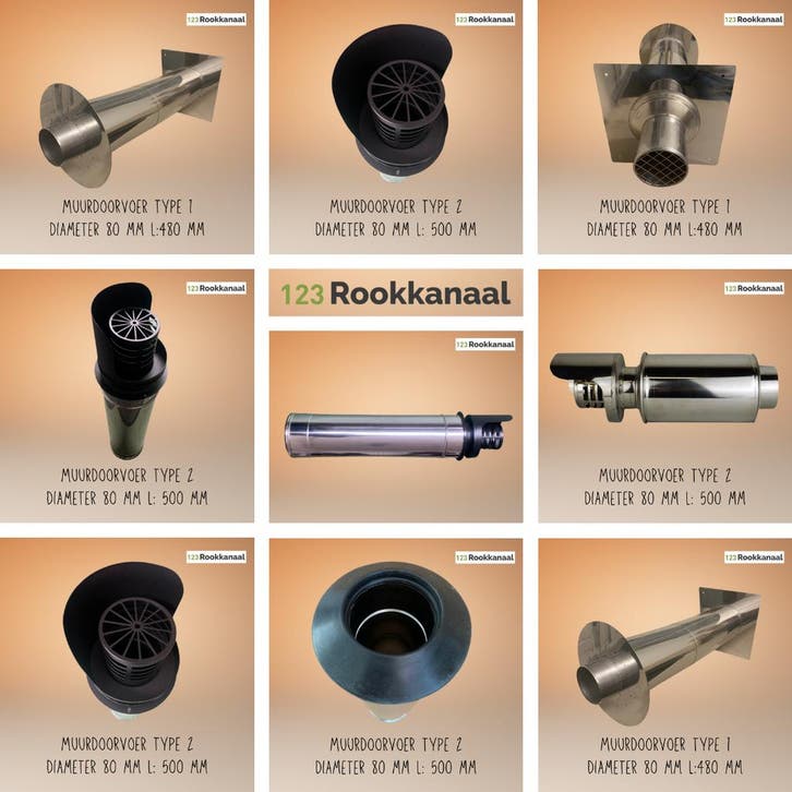 muurdoorvoer 80 mm of 100 mm voor pelletkachel, Maison & Meubles, Poêles, Envoi