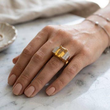 Zonder minimumprijs - Ring 18-karaats goudlaag, Zilver, Nieuw
