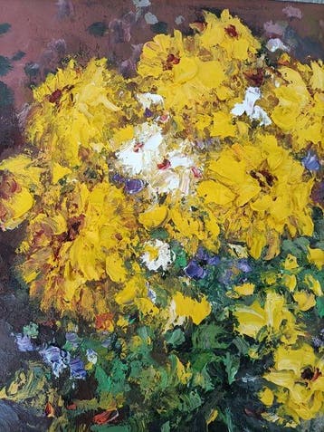 Tetiana Rusakova (1952) - Still life with yellow. Oil
