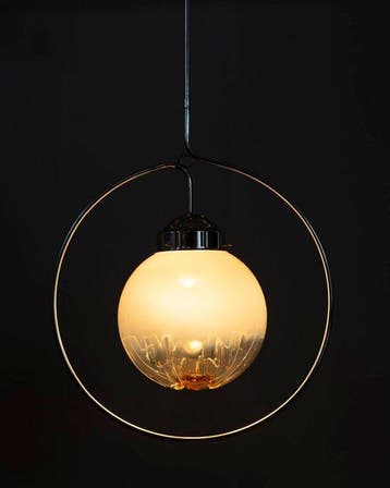 Kroonluchter - Amber Globe Chandelier - Glas, Metaal