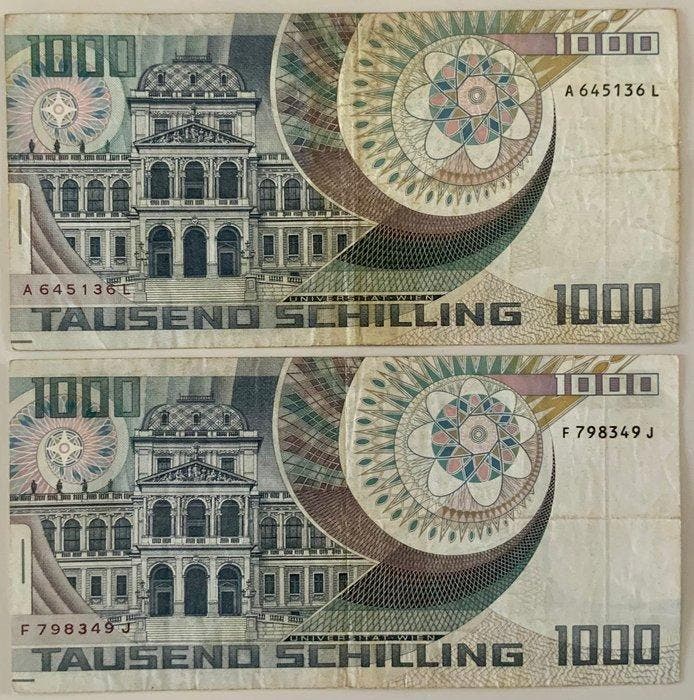 Oostenrijk. - 2 x 1000 Schilling - 1983 - Pick 152 (Zonder, Postzegels en Munten, Bankbiljetten | Europa | Niet-Eurobiljetten