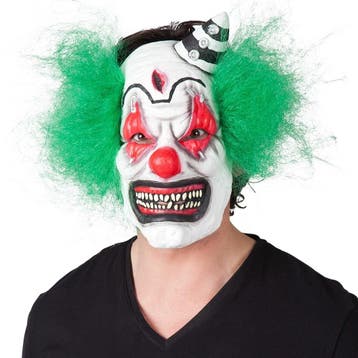 Halloween Masker Horror Clown Groen Haar, Verzenden