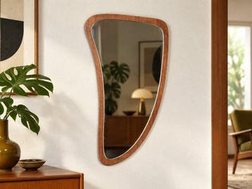 Wandspiegel - Glas, Hout - Vintage asymmetrische wandspiegel