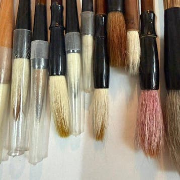 Lot van 14 antieke Chinese kalligrafiekwasten – wolfhaar,