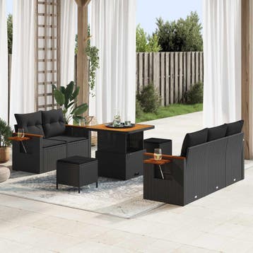 vidaXL Tuinbank Set 8 st Zwart poly rattan, Verzenden