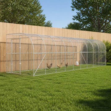 vidaXL Kippenhok Tegen de Muur zilver 600 x 150 x 215 cm, Verzenden, Nieuw