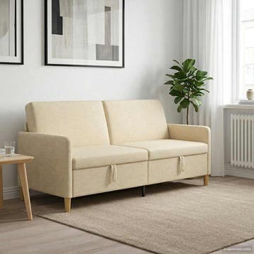 vidaXL Sofa met Opbergruimte Crèmekleurig 192 x 78 x 87 cm, Huis en Inrichting, Verzenden, Nieuw