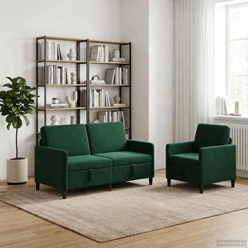 vidaXL Sofa Set Met Opslag 2 st Donkergroen Polyester, Verzenden, Nieuw