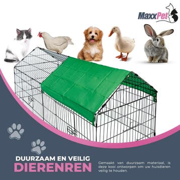 MaxxPet Konijnenhok - Konijnenren met Zonnescherm 185x75x..., Animaux & Accessoires, Ophalen of Verzenden