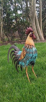 sculptuur, handgemaakte metalen haan - 58 cm - Metaal