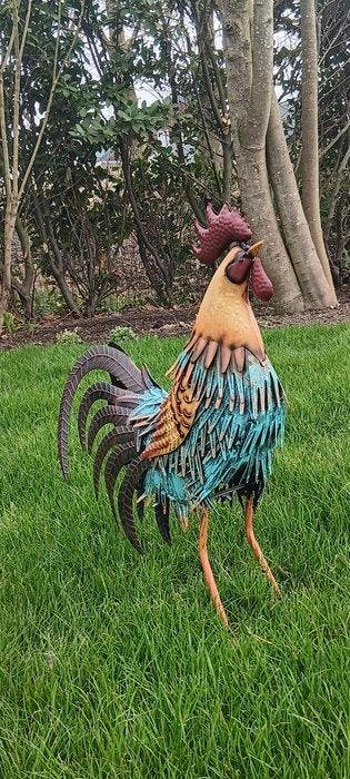 sculptuur, handgemaakte metalen haan - 58 cm - Metaal, Antiquités & Art, Curiosités & Brocante